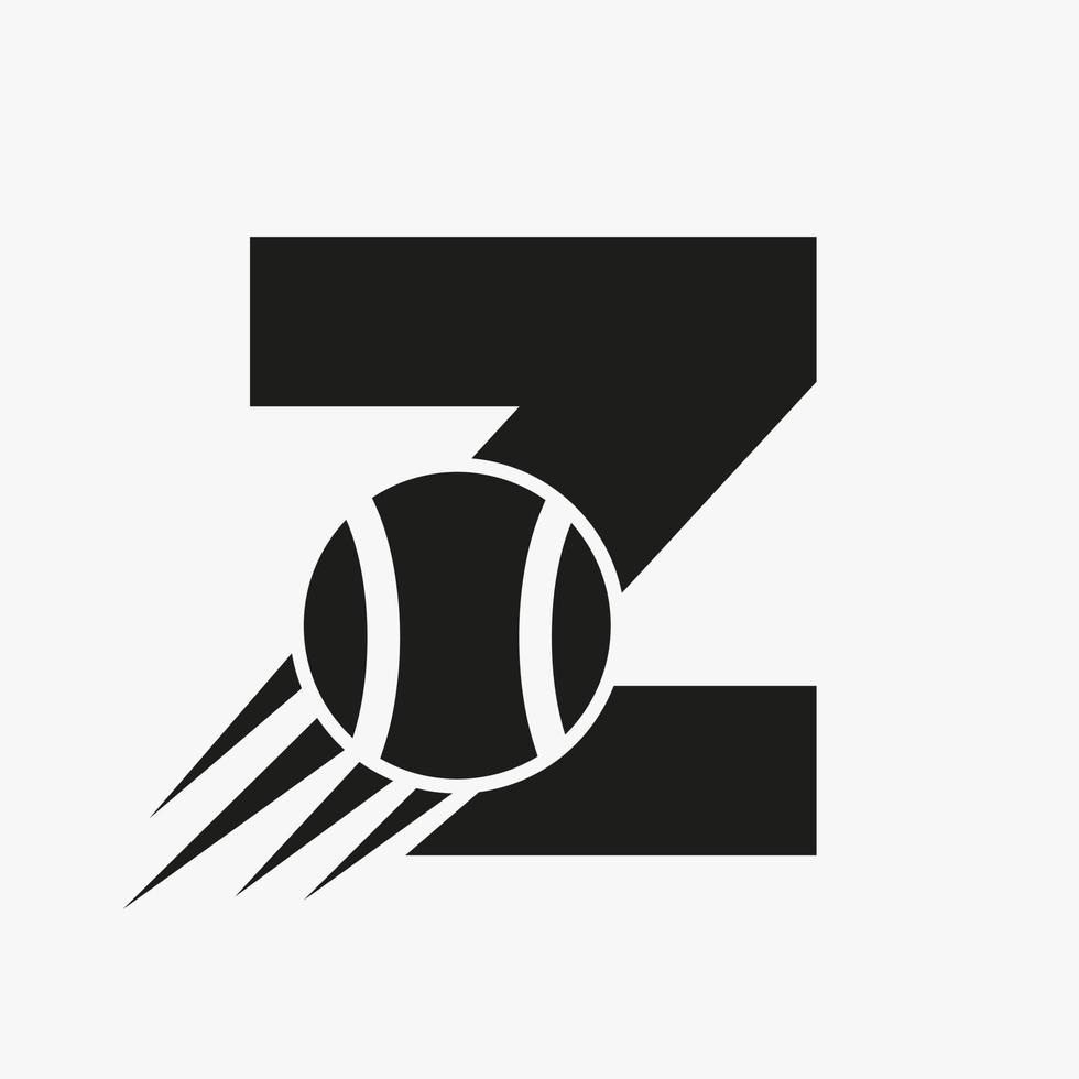 concepto de logotipo de tenis letra z con icono de pelota de tenis en movimiento. tenis deportes logotipo símbolo vector plantilla