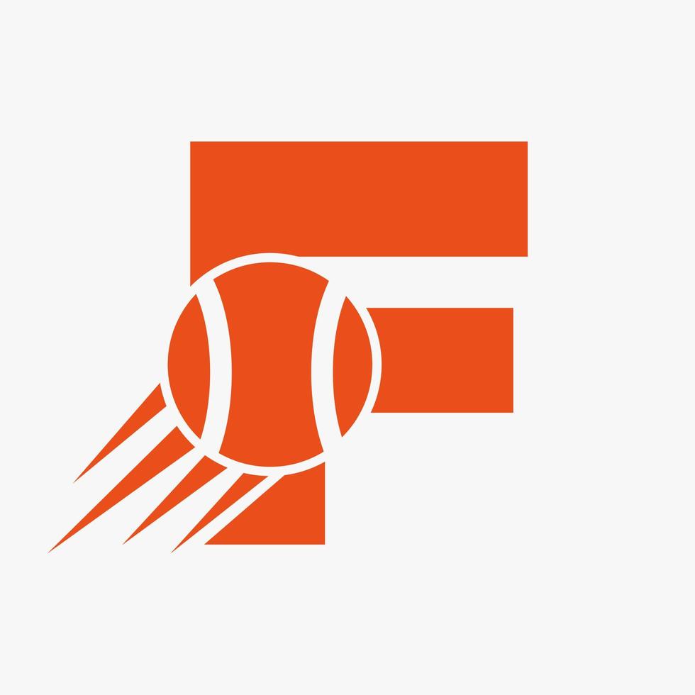 Letter F Tennis Logo Concept With Moving Tennis Ball Icon. Tennis Sports Logotype Symbol Vector Template