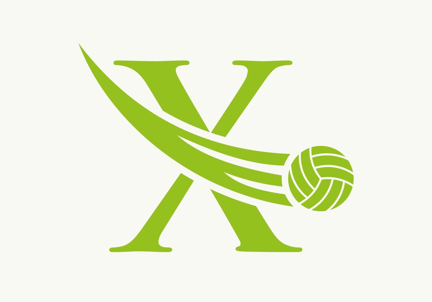 Letter X Volleyball Logo Design Sign. Volleyball Sports Logotype Symbol Vector Template