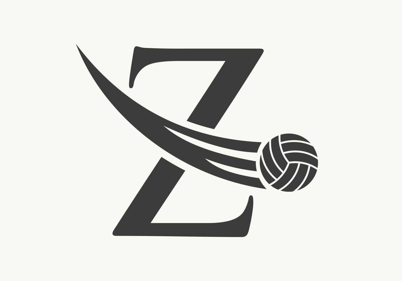 signo de diseño del logotipo de voleibol de letra z. plantilla de vector de símbolo de logotipo de deportes de voleibol