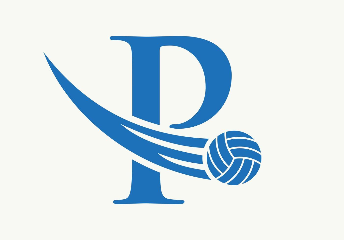 Letter P Volleyball Logo Design Sign. Volleyball Sports Logotype Symbol Vector Template