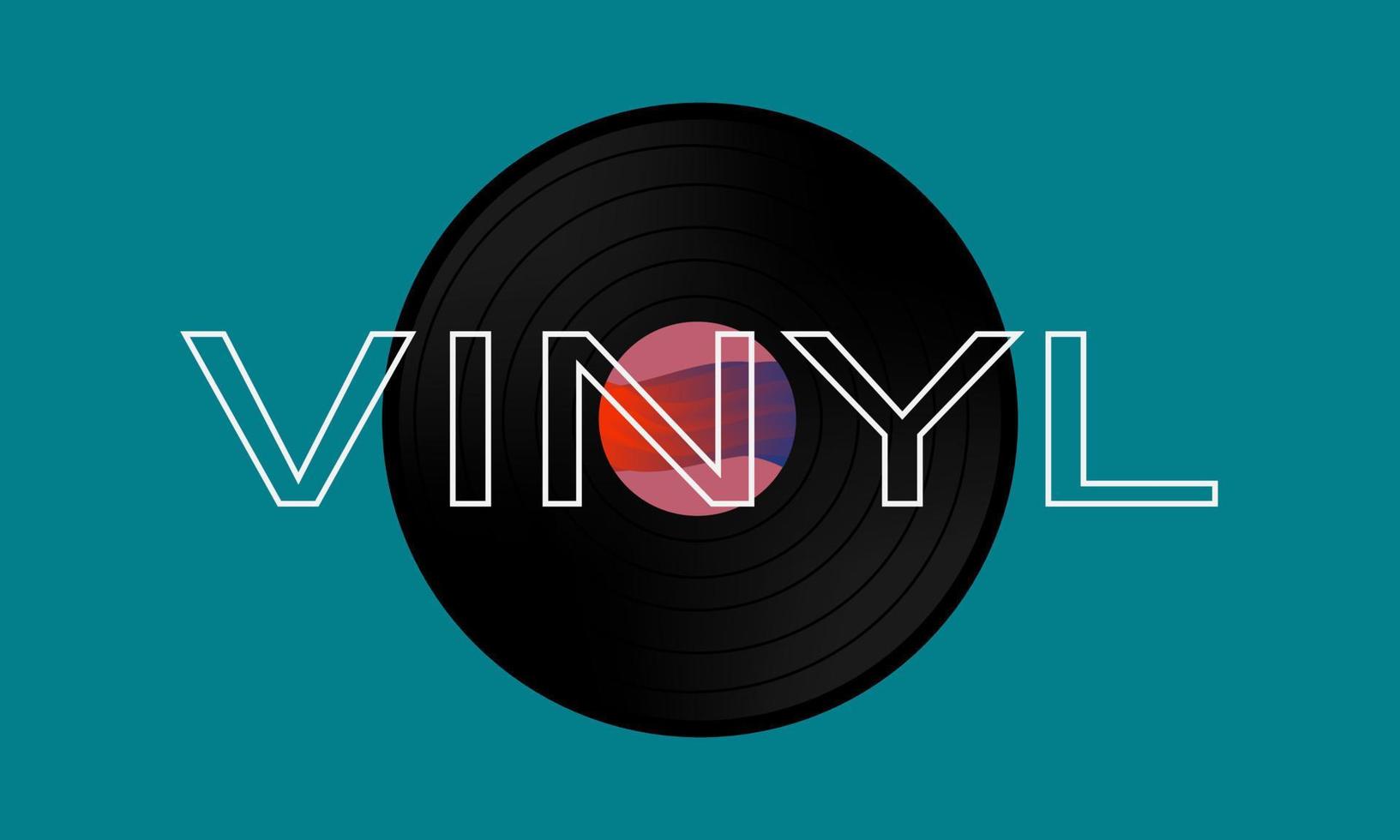 vinilo negro con una imagen abstracta en el medio vector