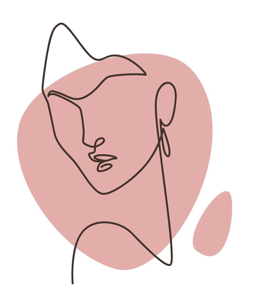 imagen de línea continua de retrato de mujer minimalista vector