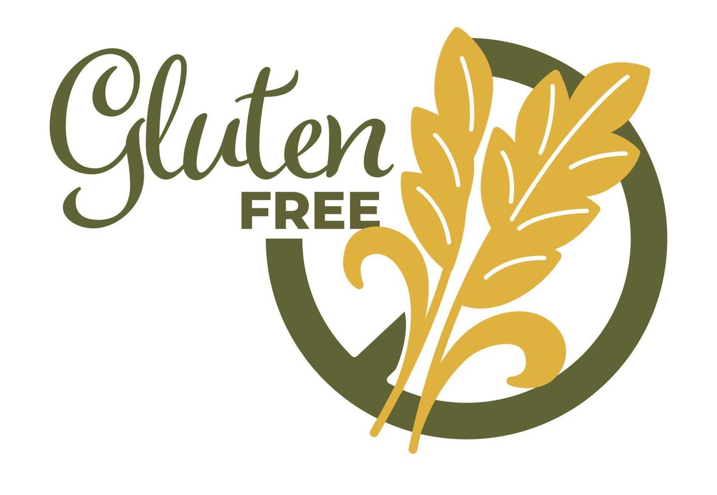 Vector illustration of gluten free words and cereal isolated on white.