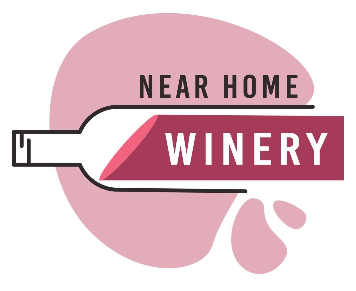 Tasting wine and enjoying flavor of alcoholic beverages. Alcohol in bottle, splashes of liquid and text. Vector in flat style