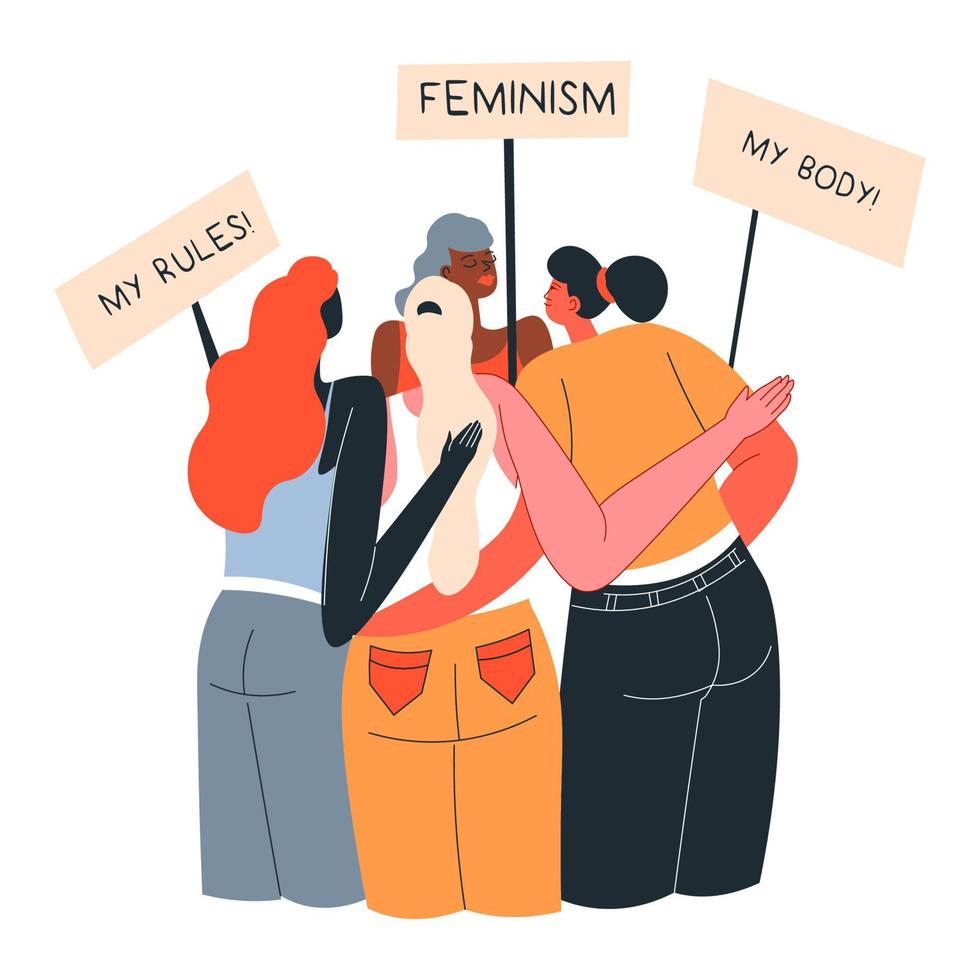 feminismo y movimiento feminista, libertad y derechos vector