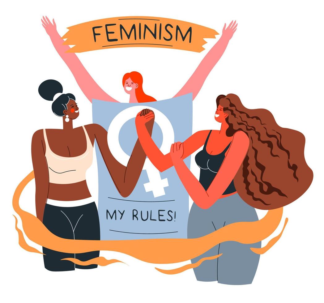 feminismo mi cuerpo mis reglas empoderamiento movimiento vector