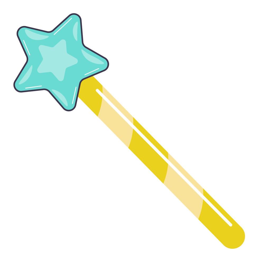 Magic wand with star, cartoon wizards stick vector