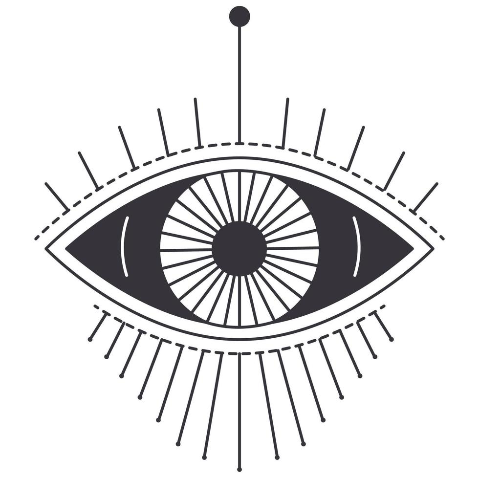 Witchcraft and magic sign, eye masonry symbol vector