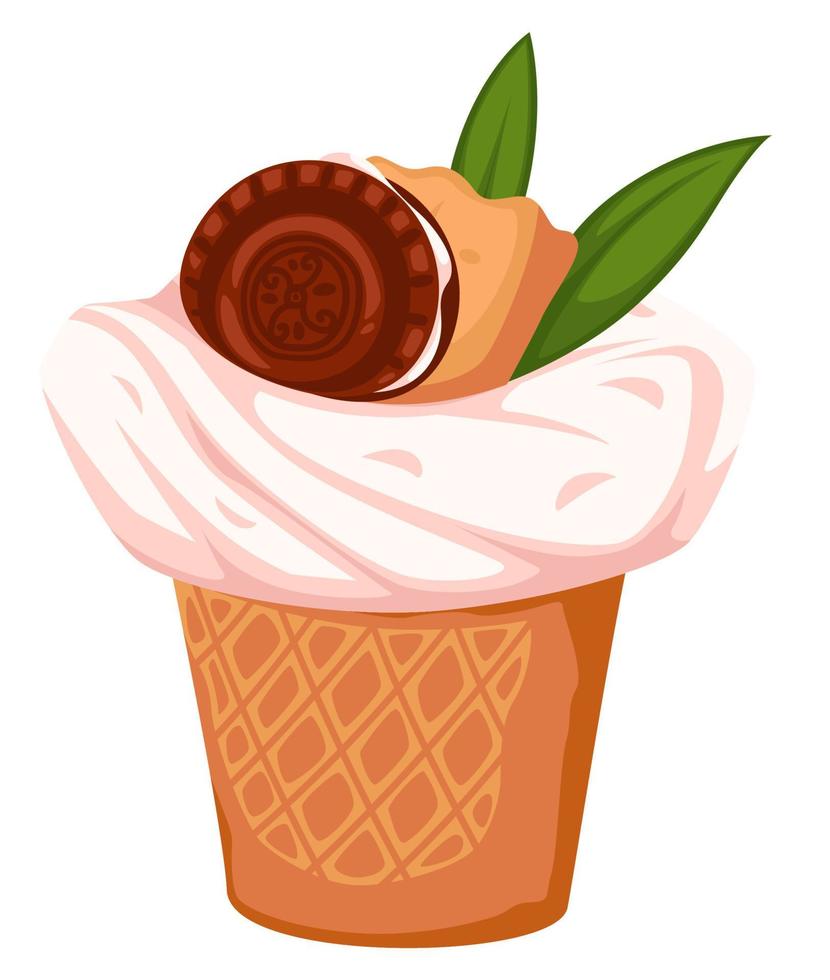 Ice cream or dessert with mousse and cookie vector