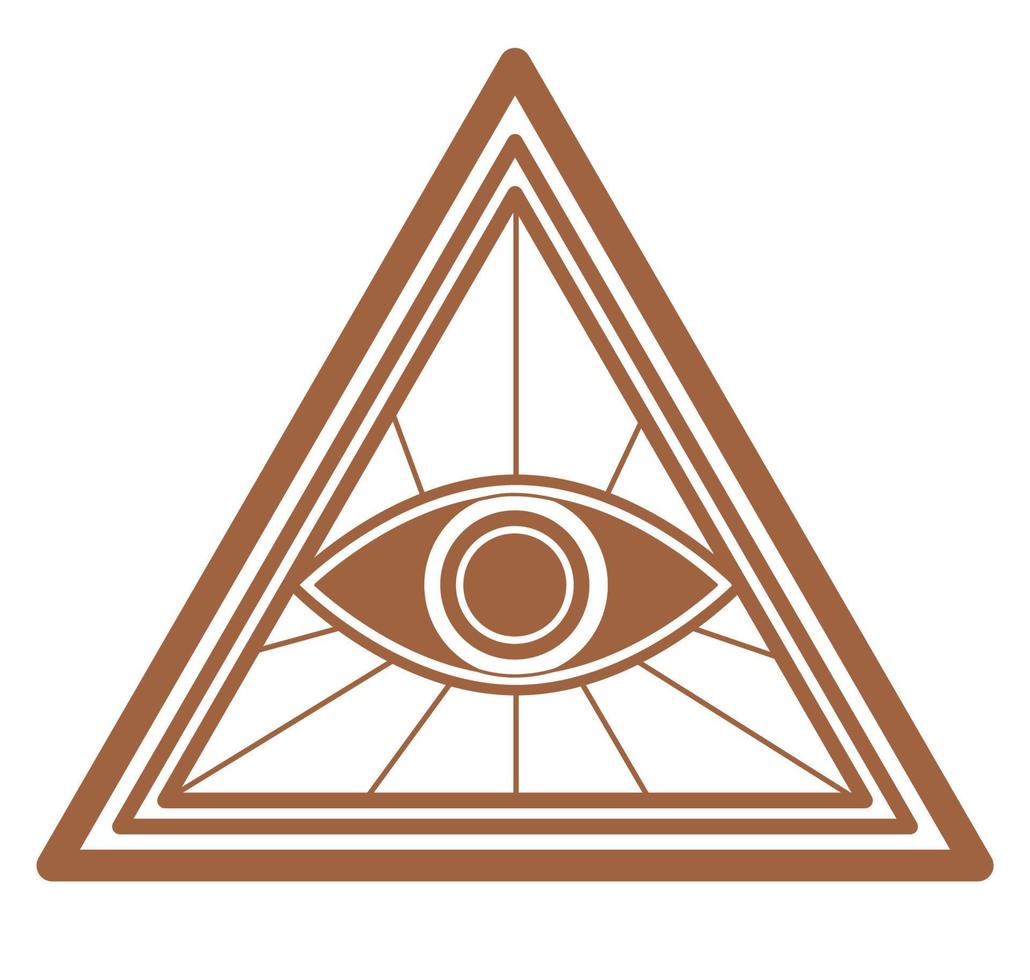 Masonic seeing eye in triangle sign, magic symbol vector