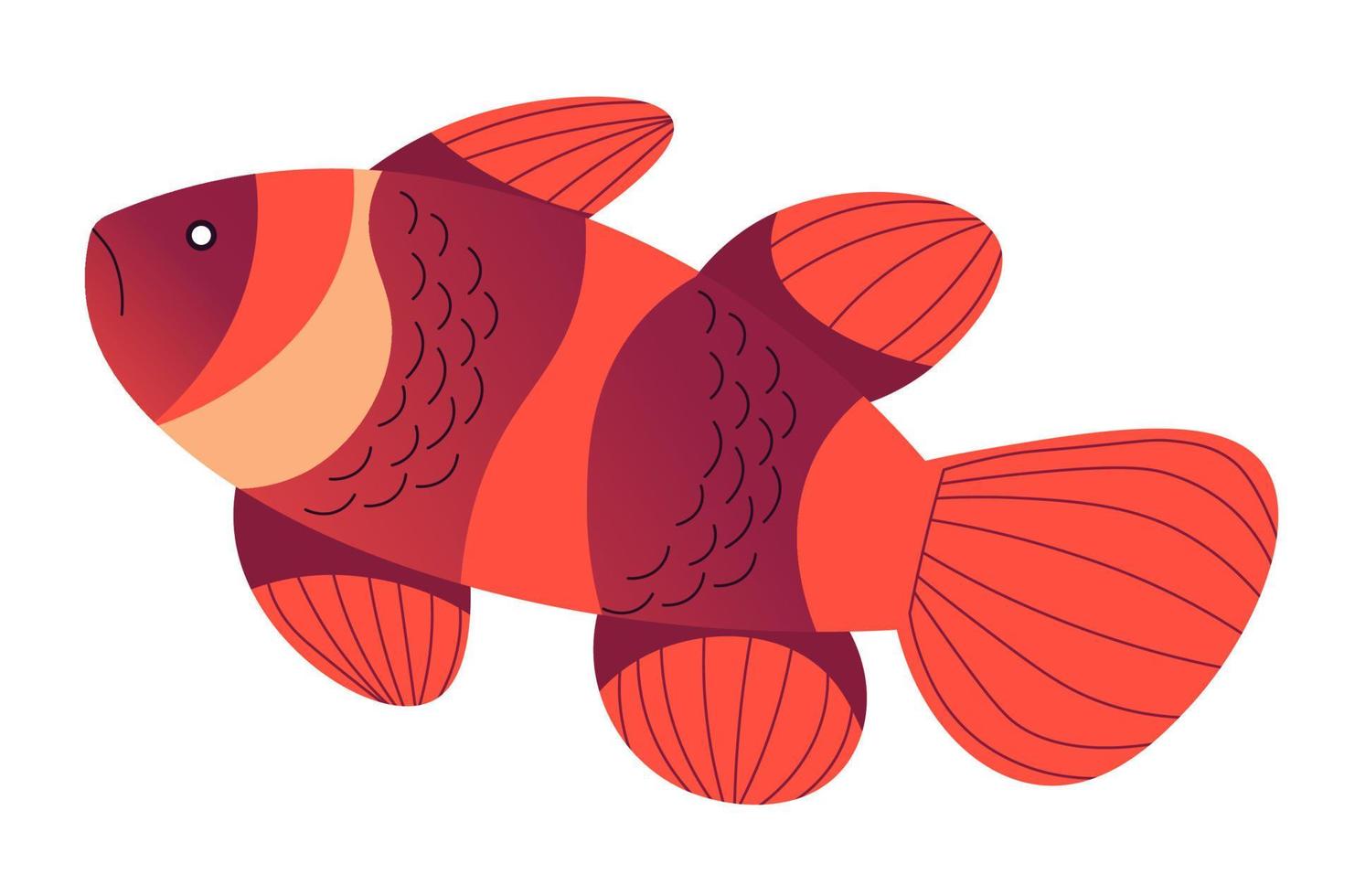 animal marino tropical, pez dorado con vector de rayas