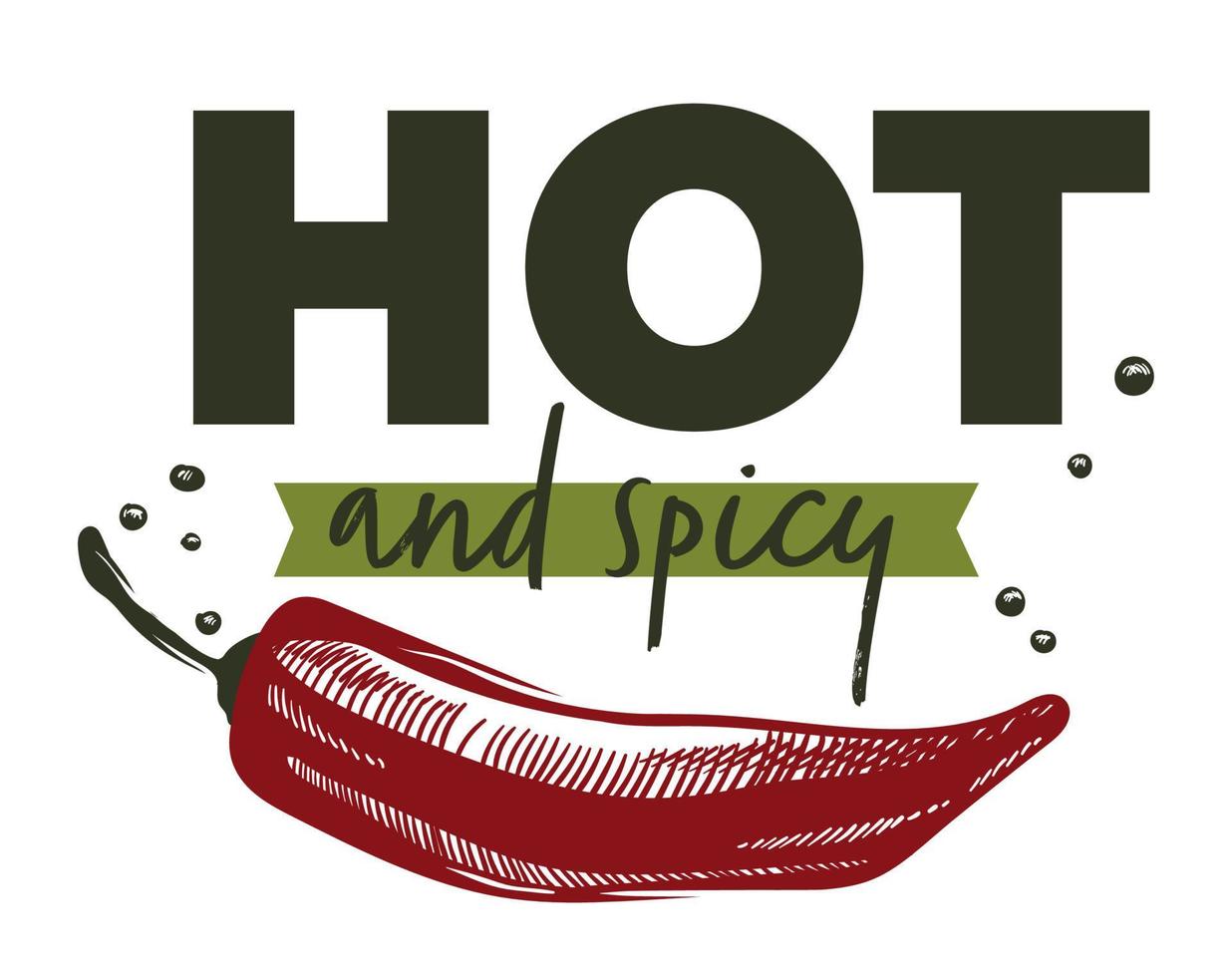 Hot and spicy chili pepper, label or emblem vector