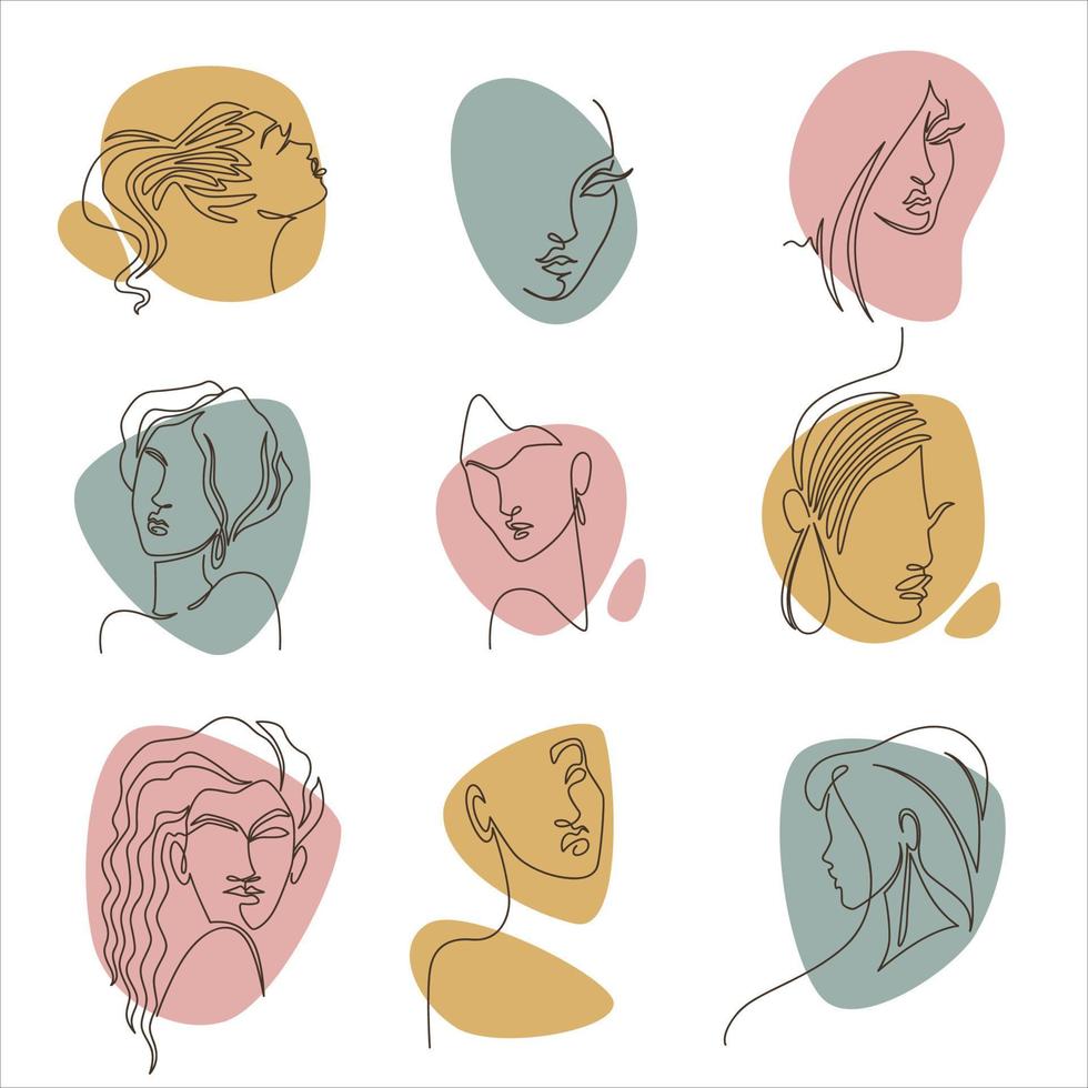 Elegant portrait of women, faces of ladies vector