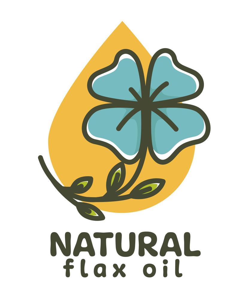 Natural flax oil, natural ingredient for food vector