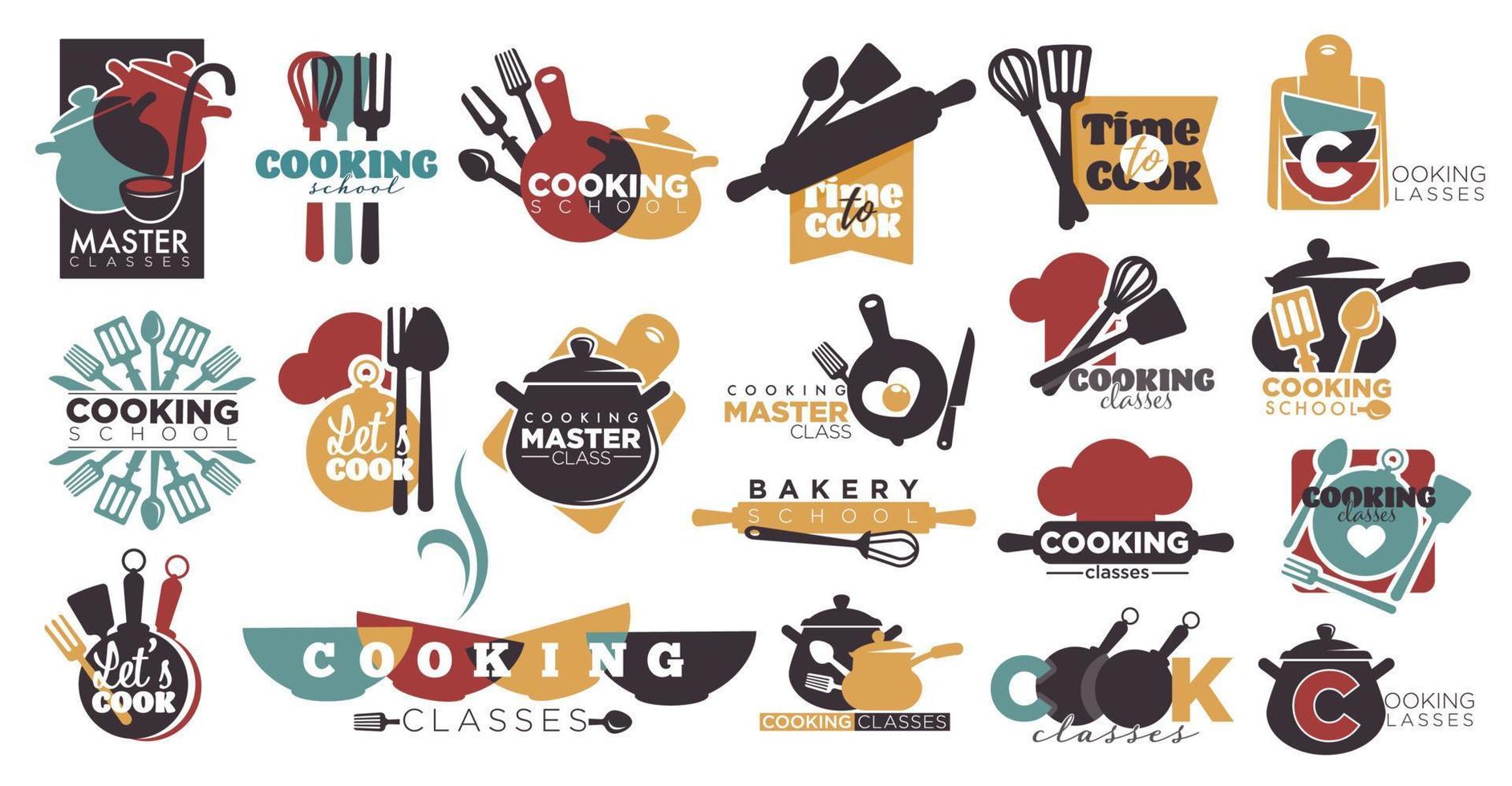 clases y taller de cocina, curso de preparación de comidas vector