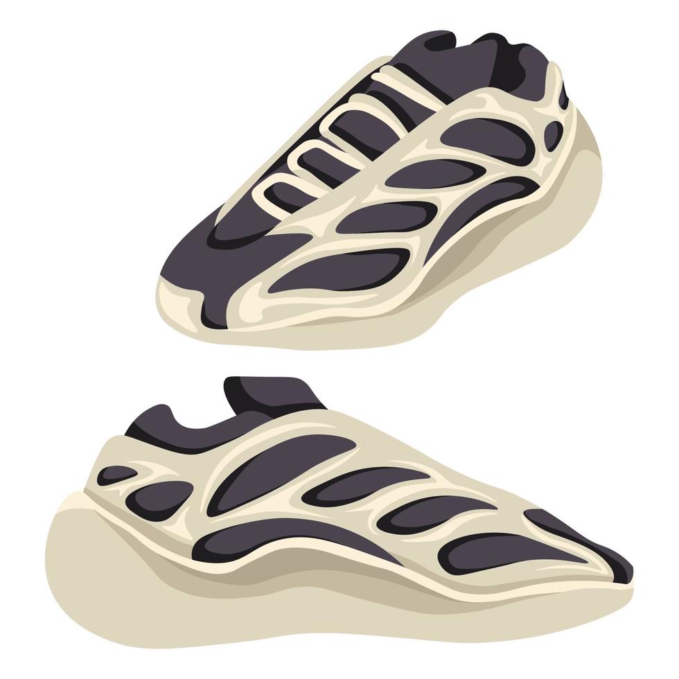 Ugly sneakers trendy pair of shoes footwear vector