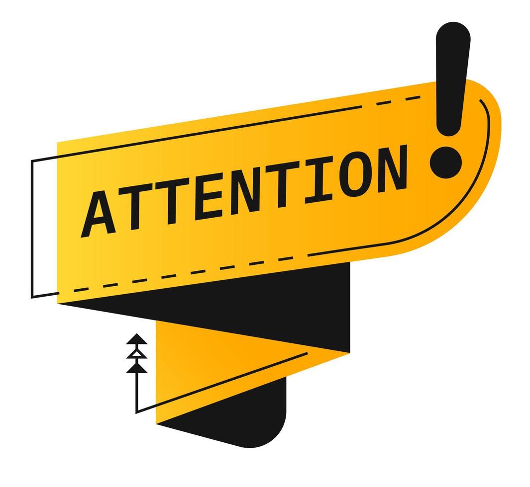 Attention sign with exclamation mark ribbon banner vector
