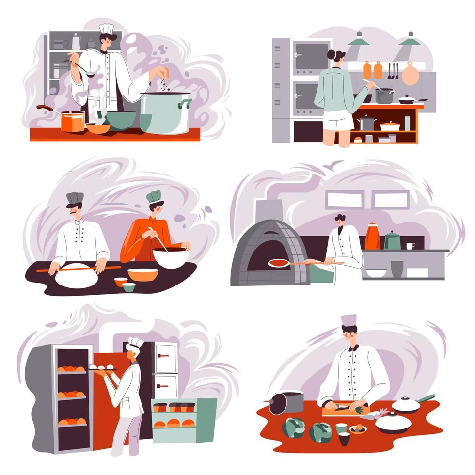 Bakery shop production, restaurant or cafe cook vector
