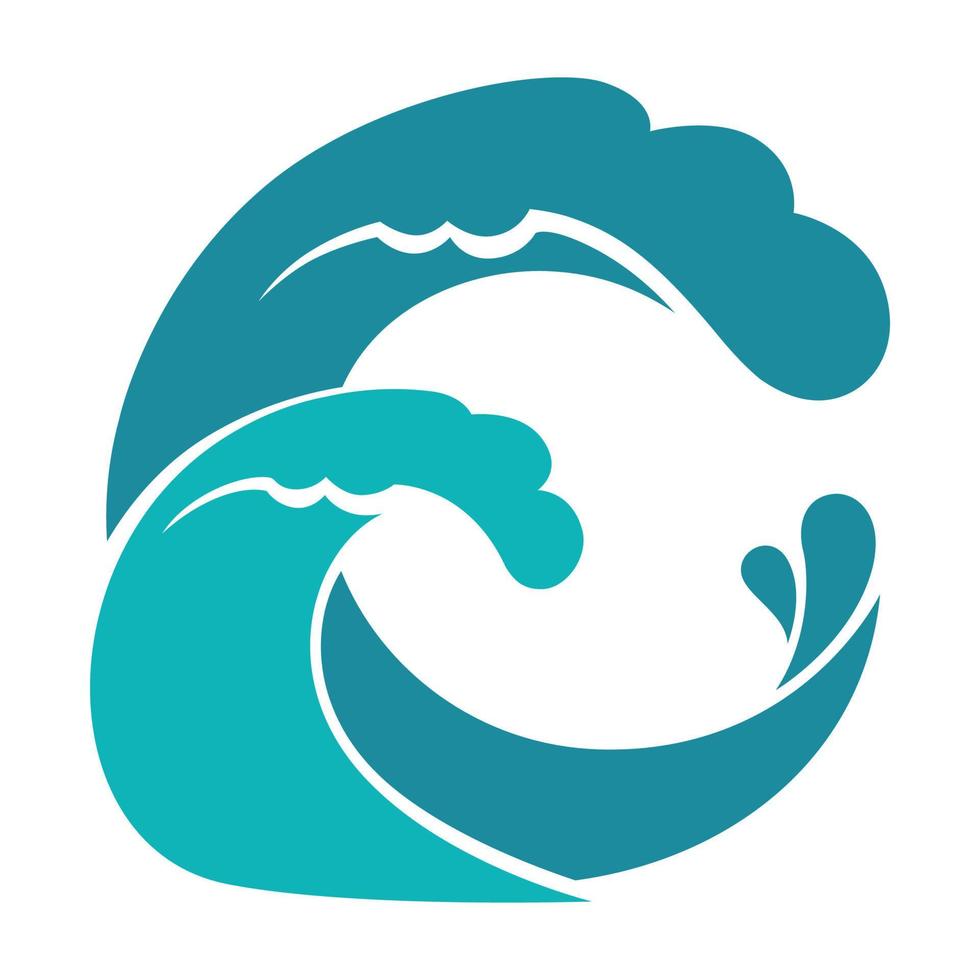 ola marina o oceánica en círculo, vector de salpicaduras de agua