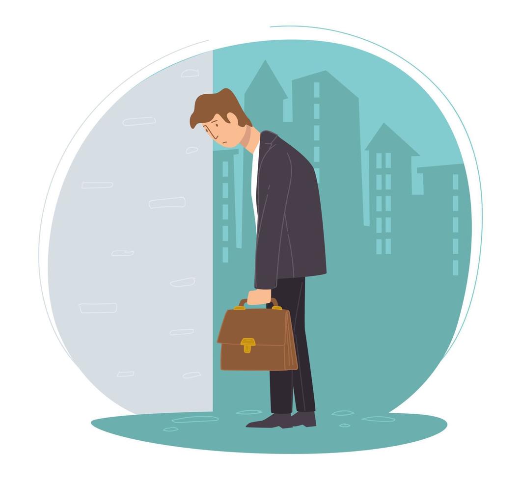 Sad businessman or employee got fired, unemployed vector