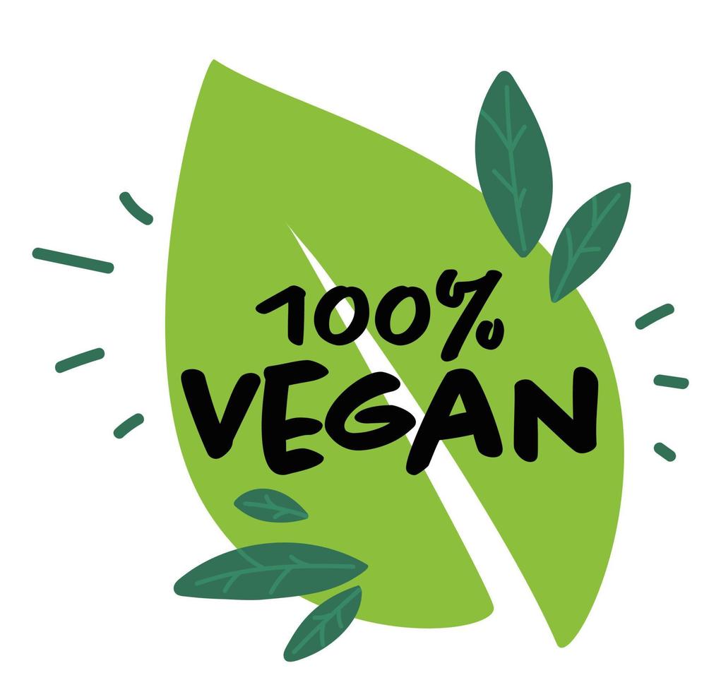 Vegan label of 100 percent natural and organic vector