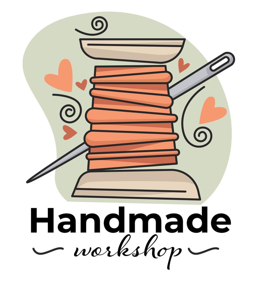 Handmade workshop on needlework and sewing vector