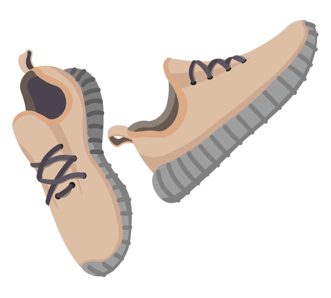 Fashionable shoes with laces, trendy sneakers pair vector
