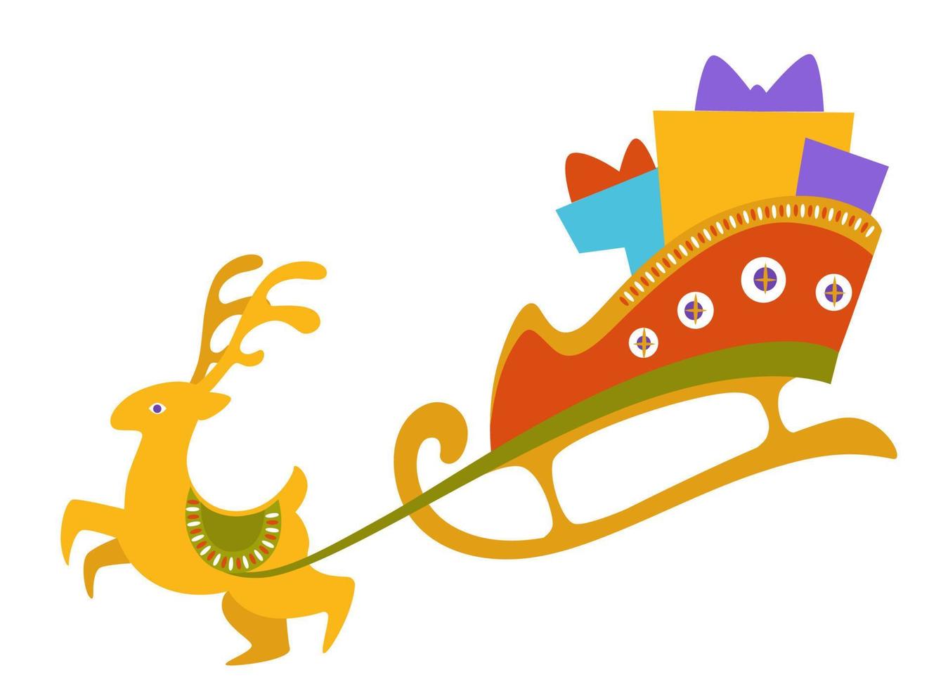 Deer with sledge full of presents for christmas vector