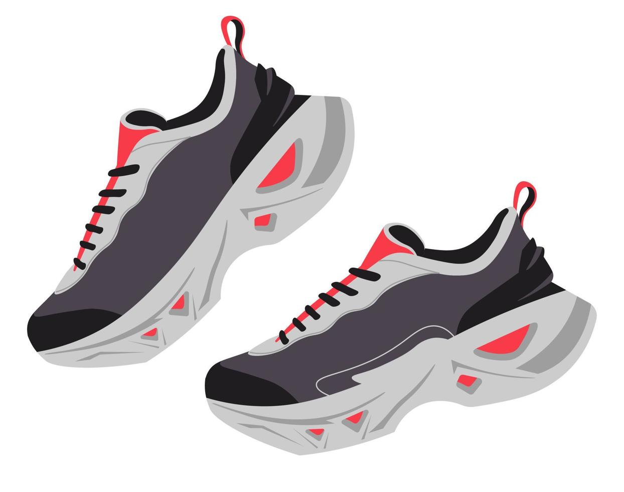 Sneakers with shoelaces, simple pair of shoes vector