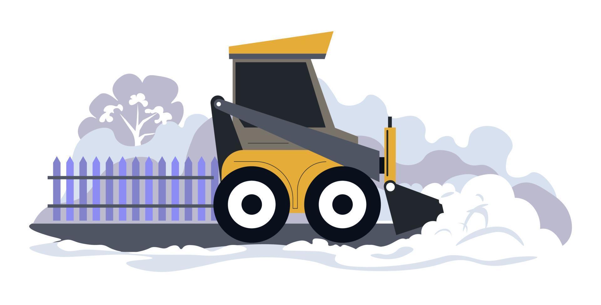 Tractor removing snow, cleaning machine vector