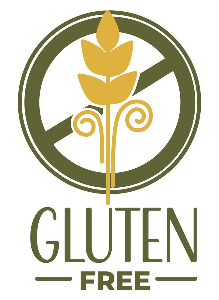 emblema de producto sin gluten, etiqueta de espiguilla de trigo vector