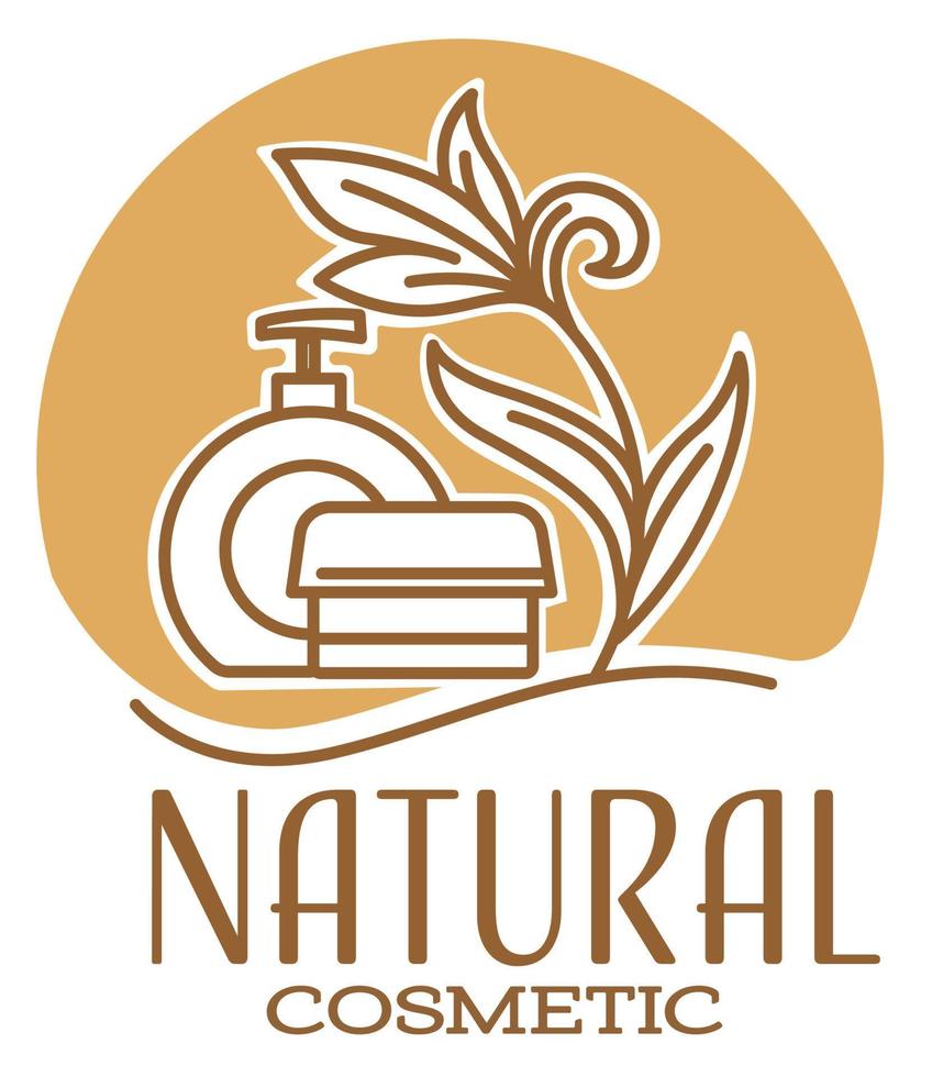 Natural and organic cosmetic products label vector