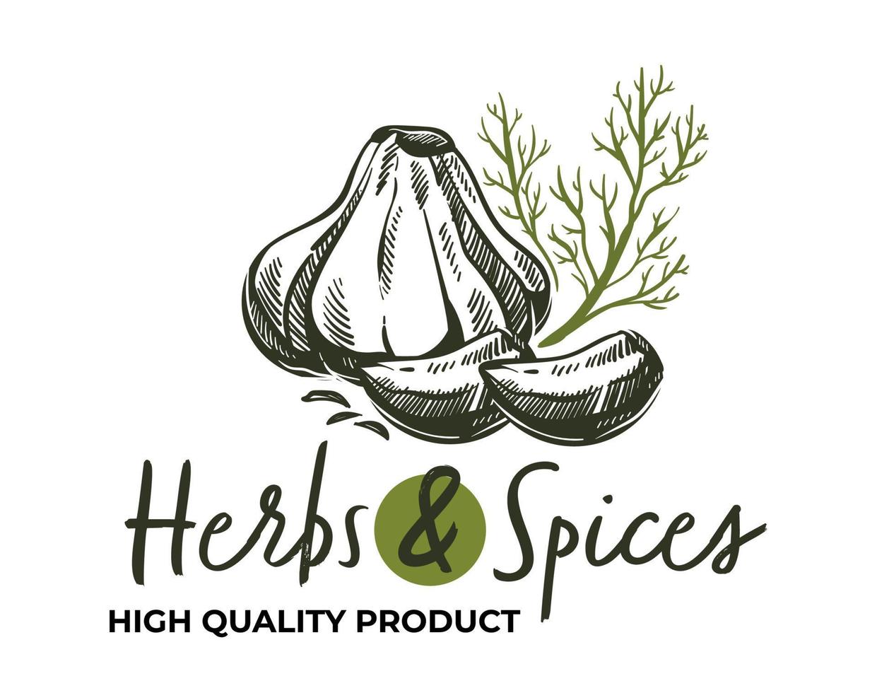 Herbs and spices high quality products shop logo vector