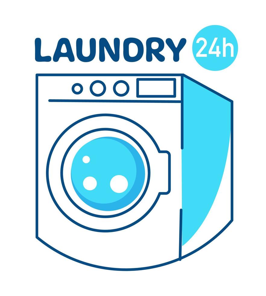 Laundry service 24h, washing and cleaning clothes vector