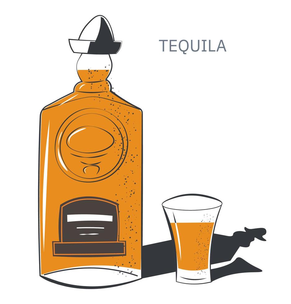 Tequila traditional mexican alcoholic drink vector