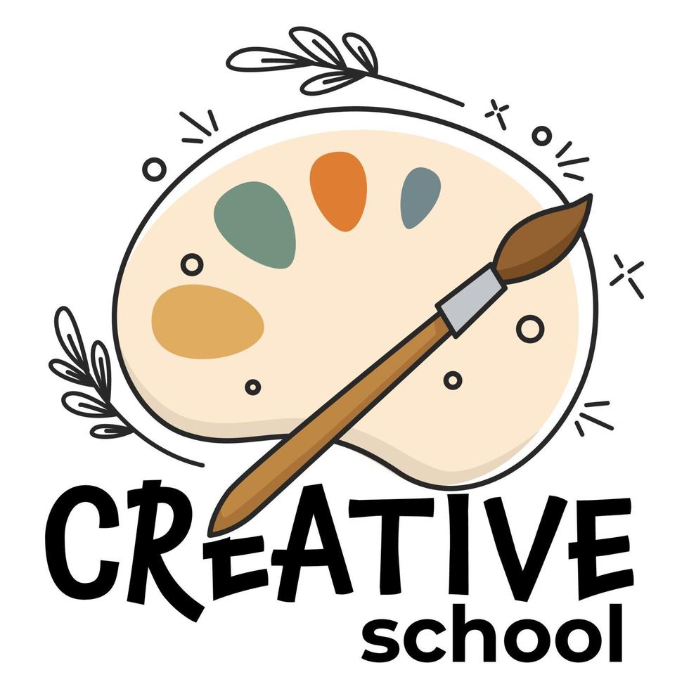 Creative school, drawing and painting classes vector