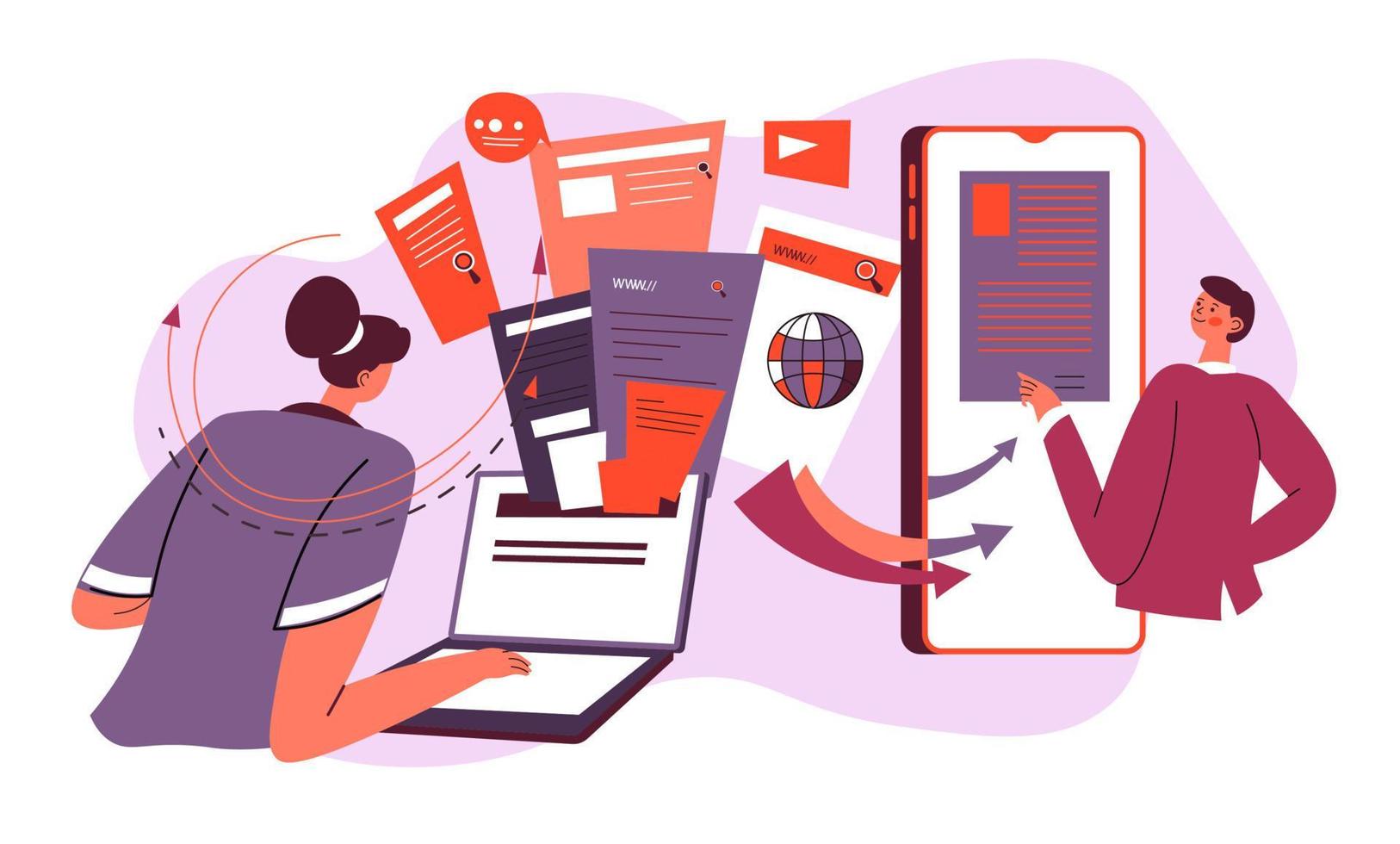 People using smartphones for business and projects vector