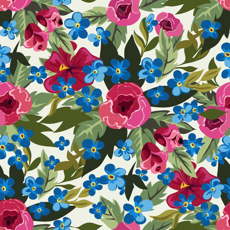 Summer blossom of flowers peonies seamless pattern vector