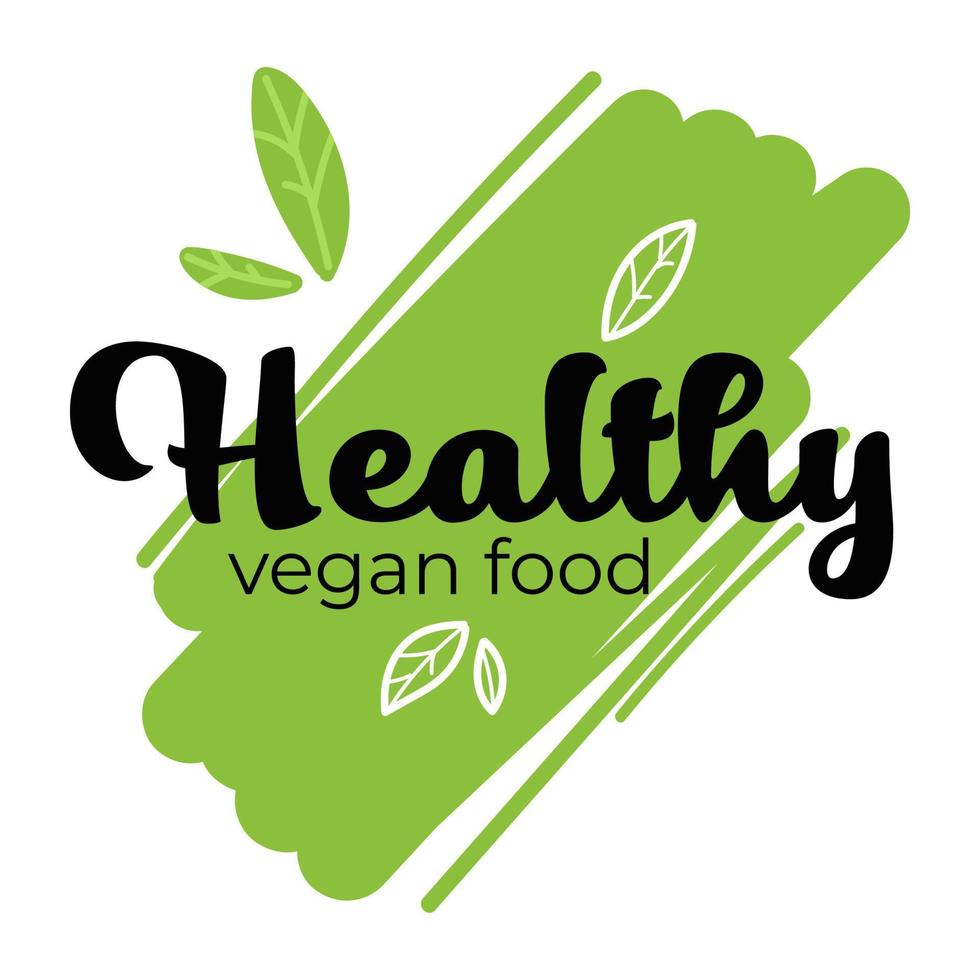 Healthy vegan food, dieting and nutrition label vector