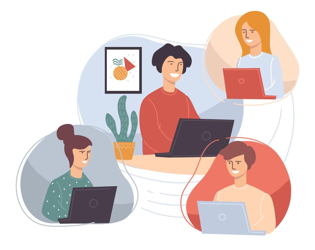 People working from home, students or employees vector