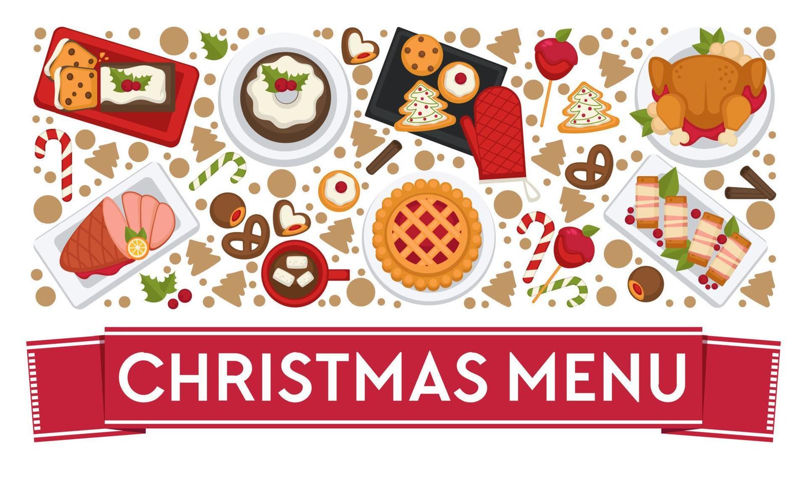 Christmas menu, restaurants or diner dishes vector