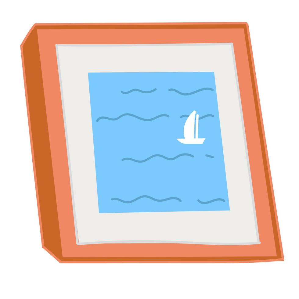 pintura con velero, arte de imagen de paisaje marino vector