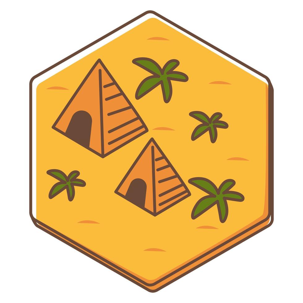 juego de fichas o cartas con pirámides y palmeras vectoriales vector