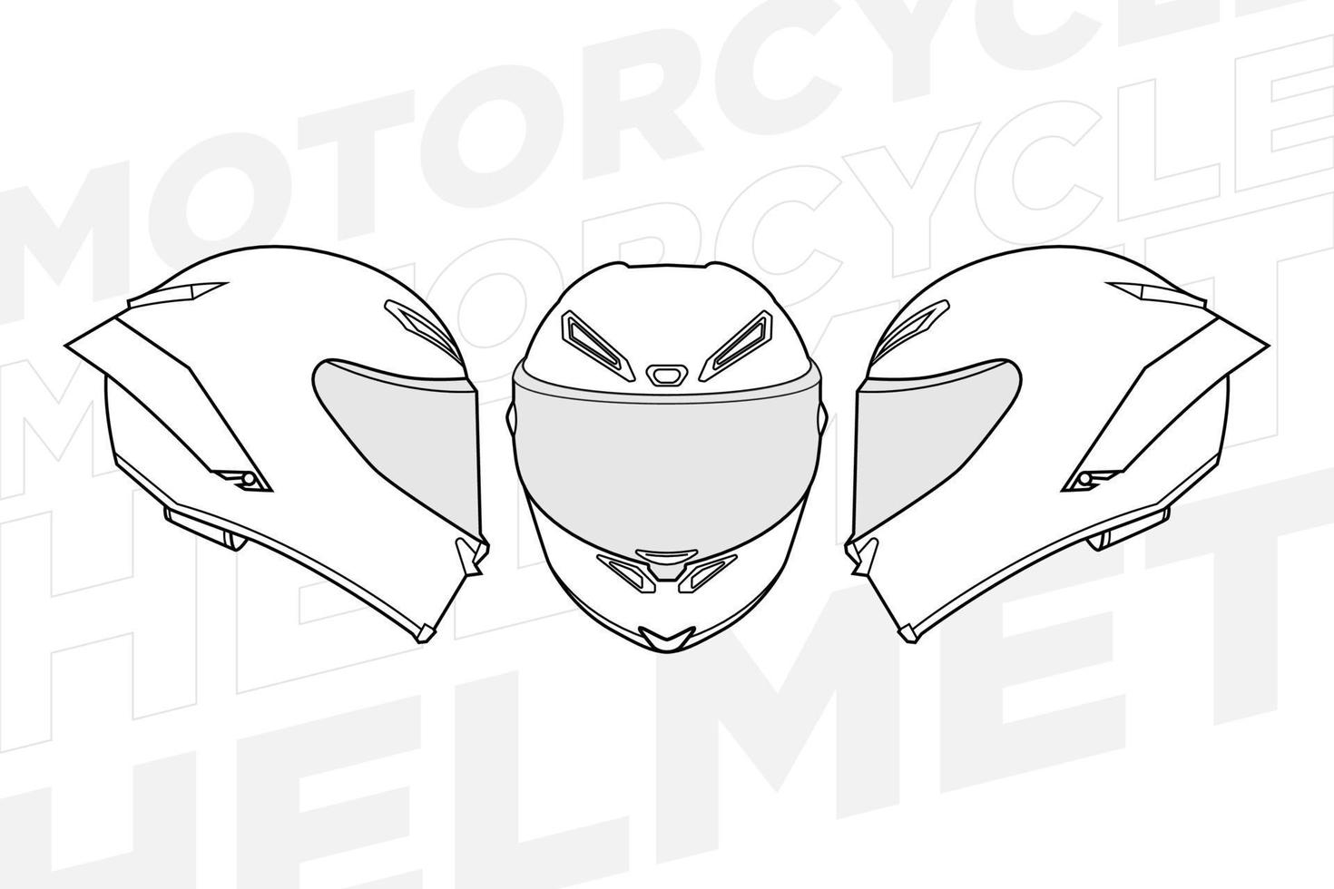 line art sport helmet vector template collection