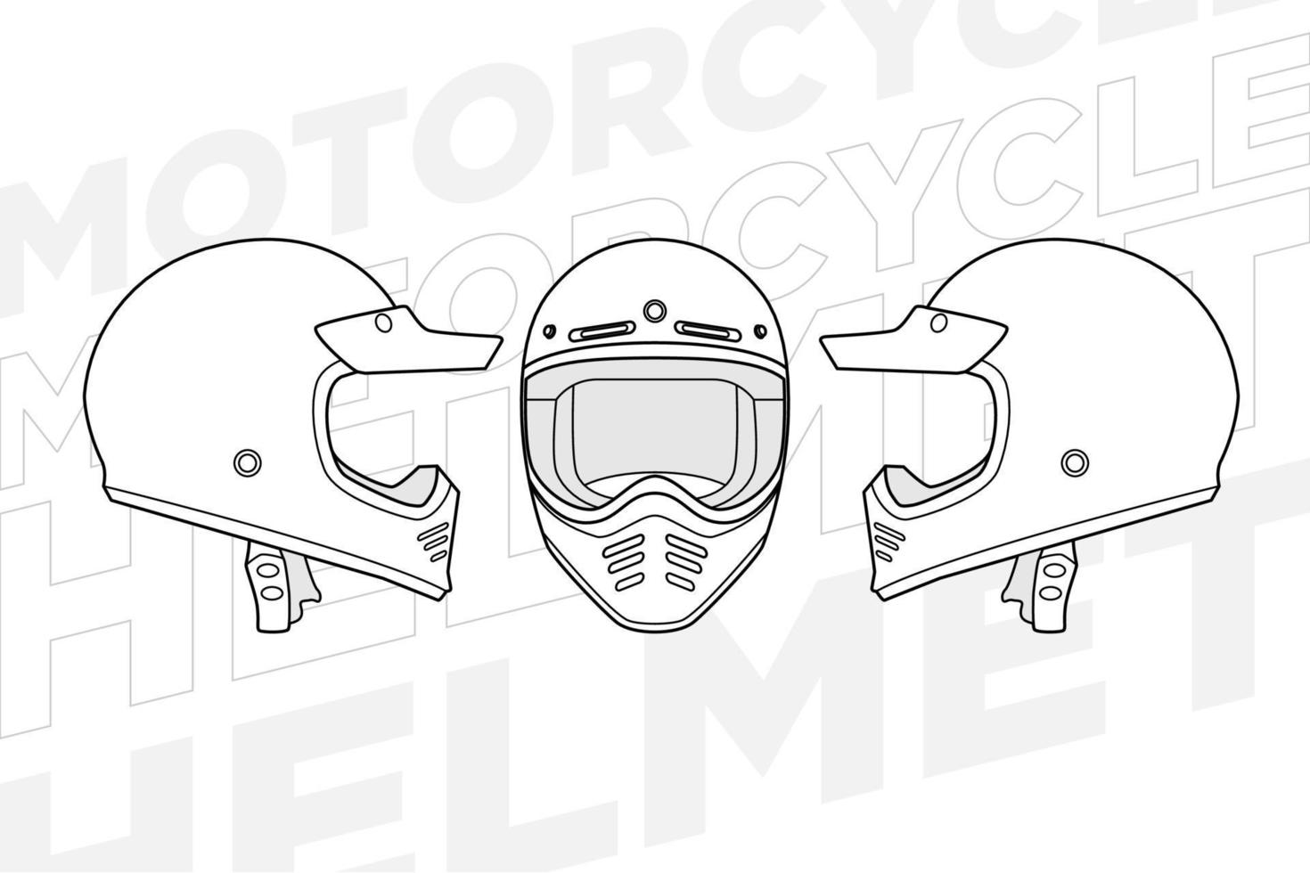 line art vintage helmet vector template collection