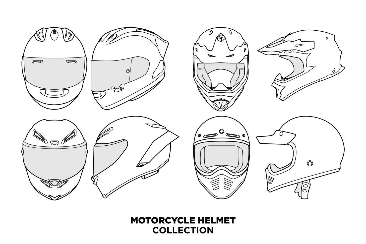 line art helmet vector template collection 19499059 Vector Art at Vecteezy