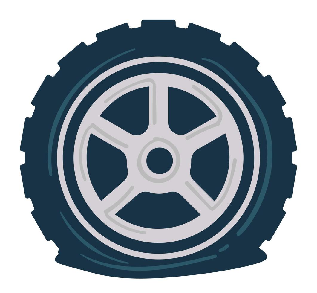 Deflated rubber tyre with disc, problem with tire vector