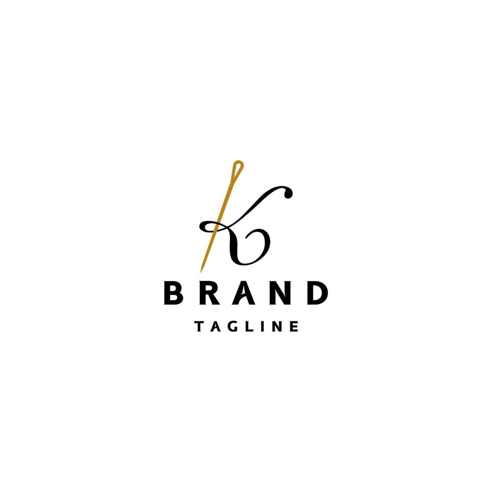 Classic elegant Letter R and Needle logo design. Creative letter R and Needle logo design in elegant classic style. vector