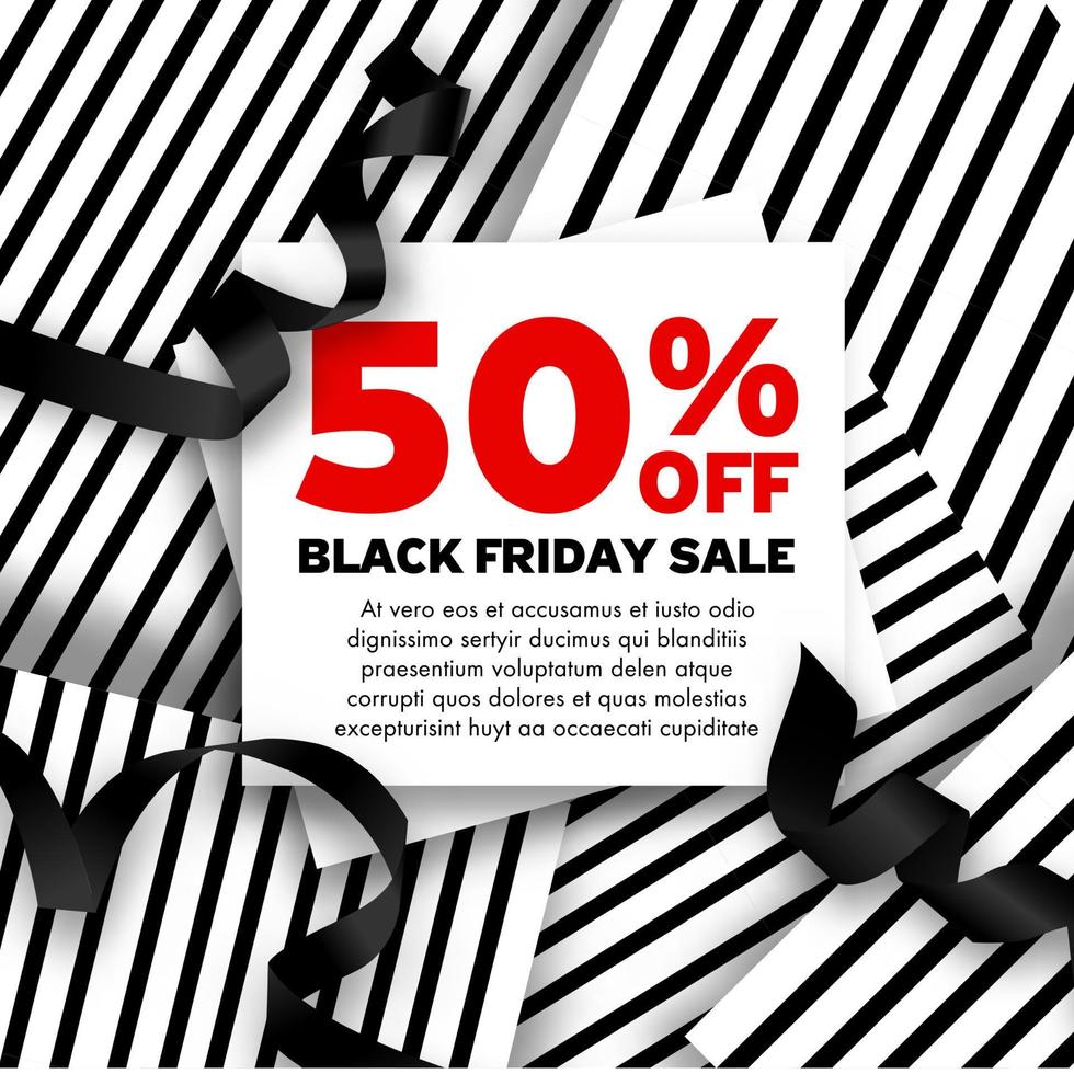 Black friday sale 50 percent off discount banner vector